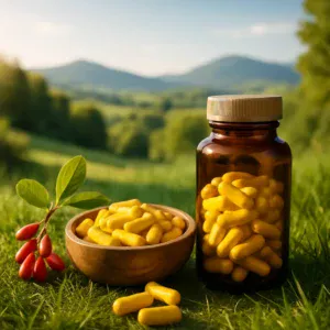 Scenic view of nature with Berberine supplements illustrating natural health benefits.